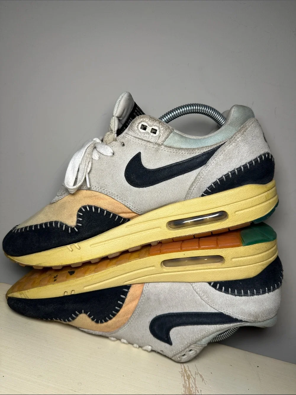 Nike Air max 1 87 N7 Suede leather authentic Cream Black & Yellow sneakers